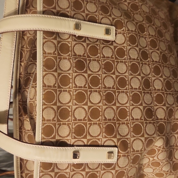 Salvatore Ferragamo Gancini Canvas Tote Beige and Brown - Picture 4 of 15